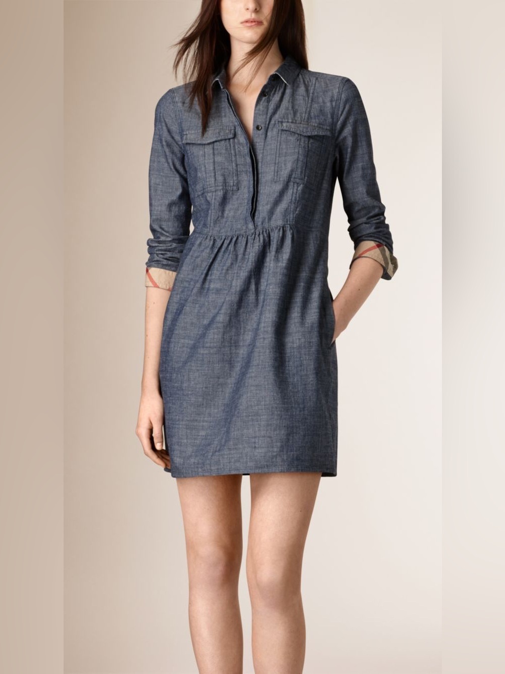 Authentic Burberry Chambray Shirt Dress